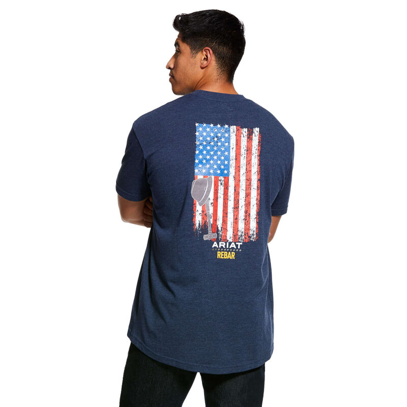 Ariat T-Shirts Herren - Rebar Cotton Strong American Grit Graphic Navy ( TFDBQ-4912 )